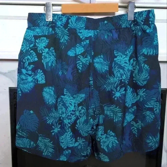 MAAMGIC | Men's Blue/Black Tropical 2in1 Compression Lined Swim Shorts - Picture 4 of 4